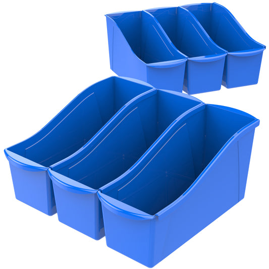 Storex Large Book Bin - 36.32 x 13.46 x 17.78 cm - Blue - 6 Pack