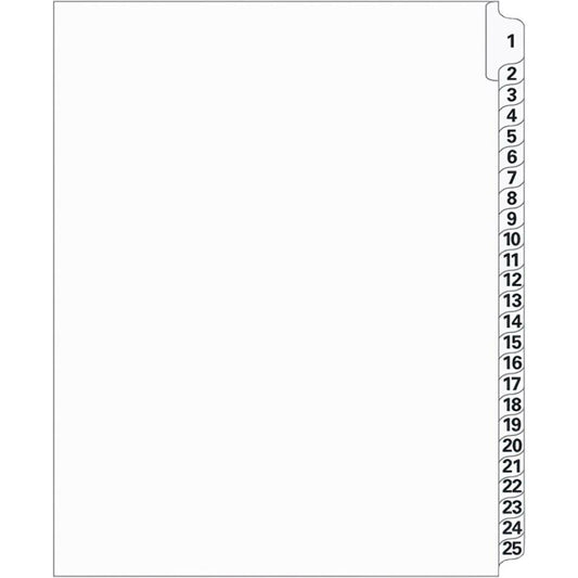 Supreme Litigation Tabs 25th Cut Numeric Set 11" White #1/25