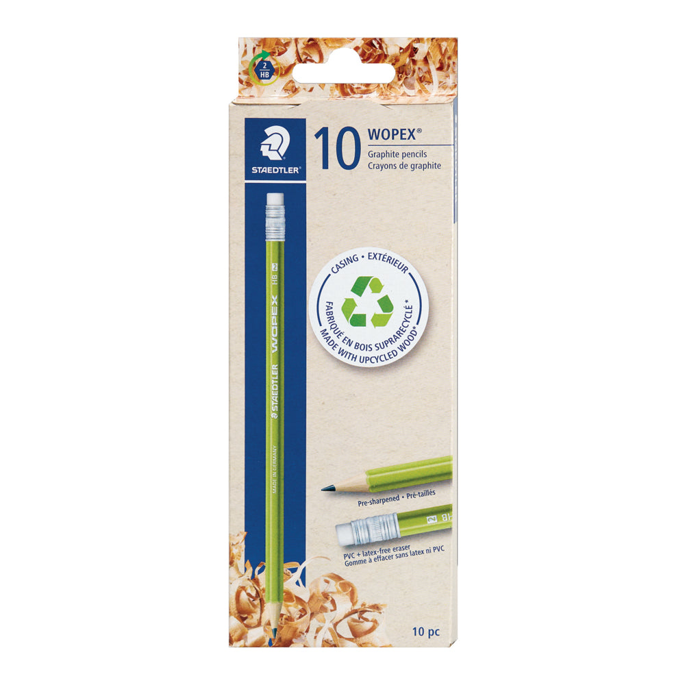 Crayons graphite Staedtler WOPEX 100 % recyclés – Vert – Lot de 10