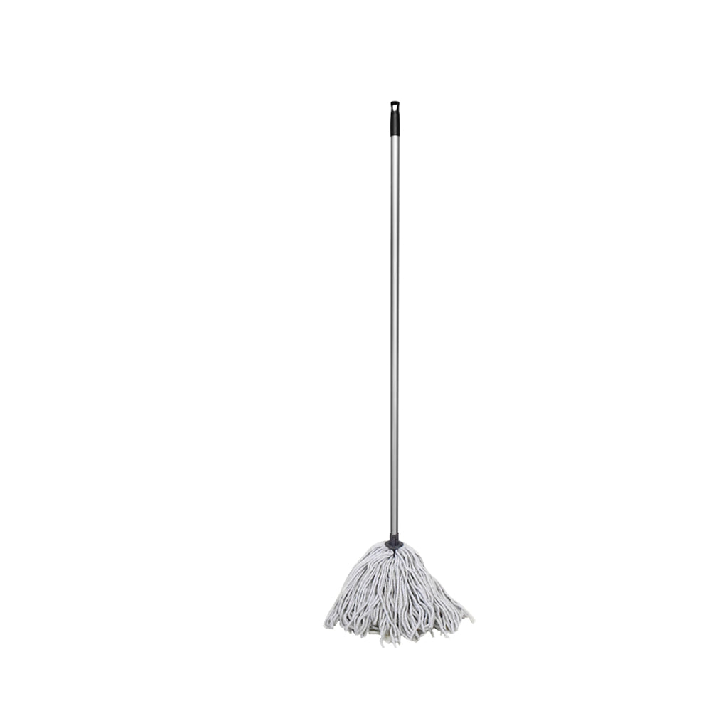 Balai à franges synthétique Globe Commercial Products - Manche de 137 cm - Blanc