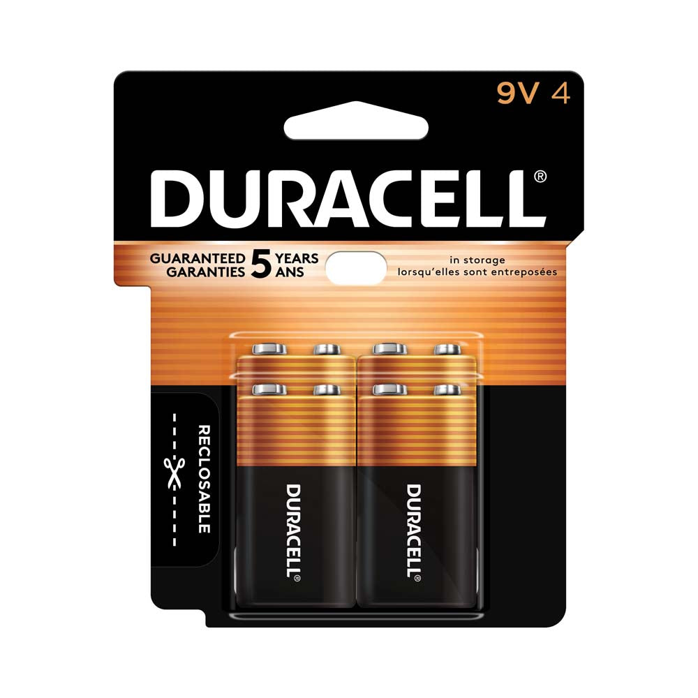 Duracell Coppertop 9V Alkaline Batteries - 4 Pack