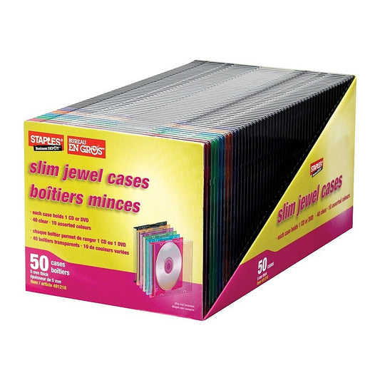 Boîtier CD fin Staples, paquet de 50