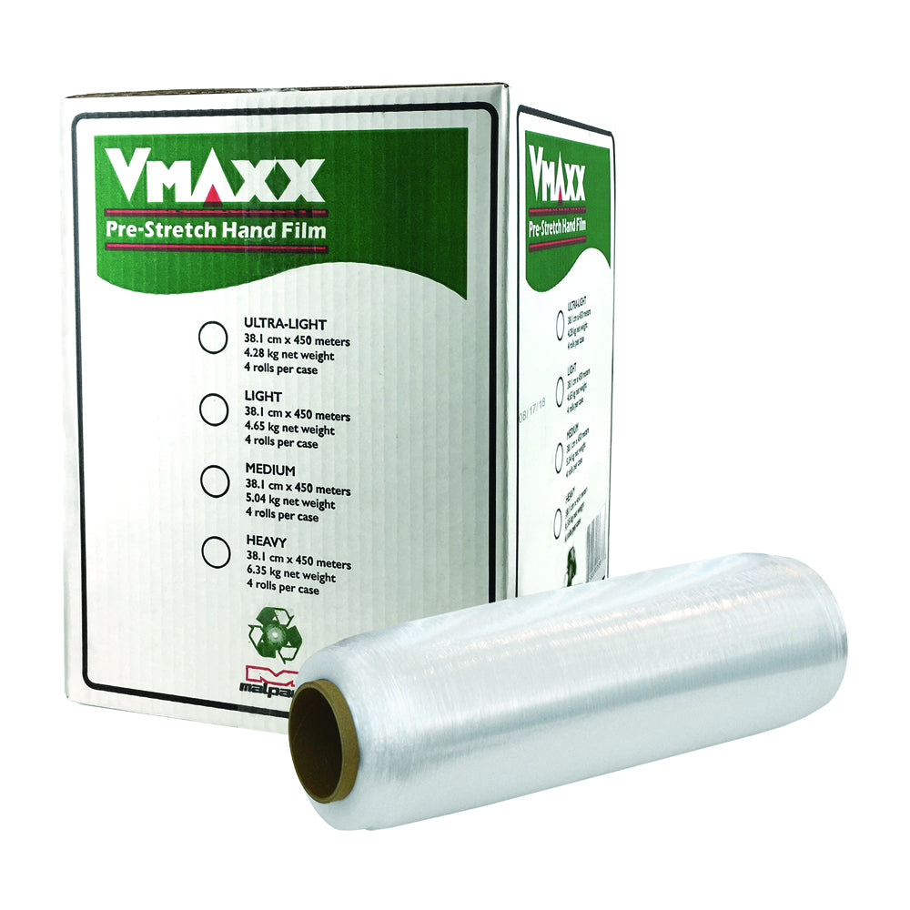 Malpack Vmaxx Pre-stretch Hand Wrap Standard - 18" x 1476' - 65 Gauge - 4 Pack