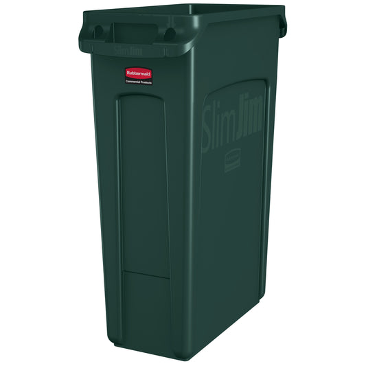 Rubbermaid Slim Jim with Venting Channels - 23 Gallons - Green
