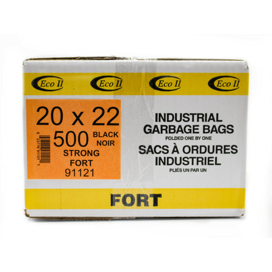 Sacs poubelle Eco II - 20 x 22 po - Résistants - Noirs - Paquet de 500