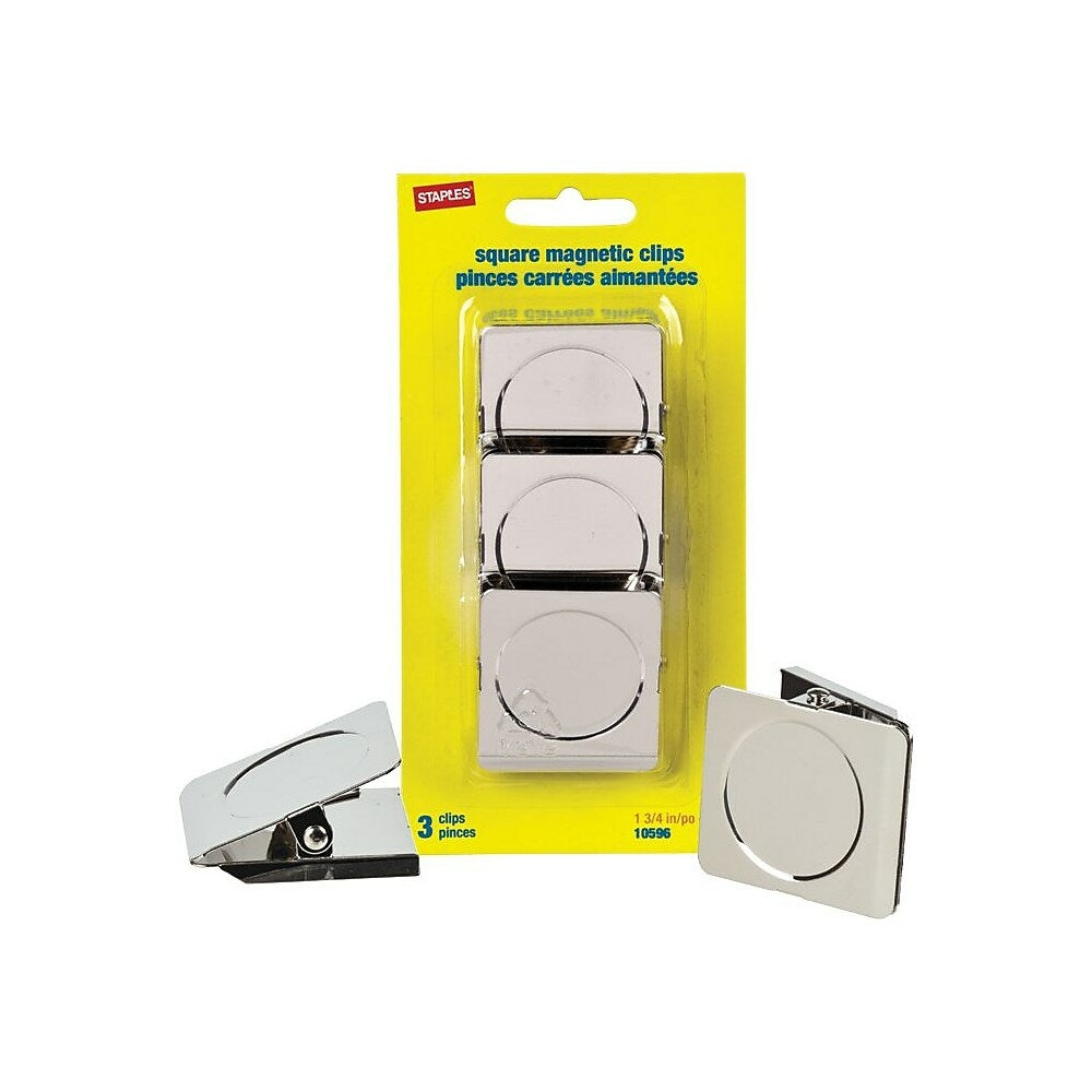Staples 1-3/4” Square Magnetic Clips - Nickel - 3 Pack