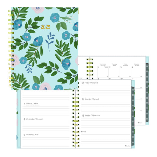 Blueline 2025 Azure Weekly/Monthly Planner - 9-1/4'' x 7-1/4'' - Turquoise - Bilingual
