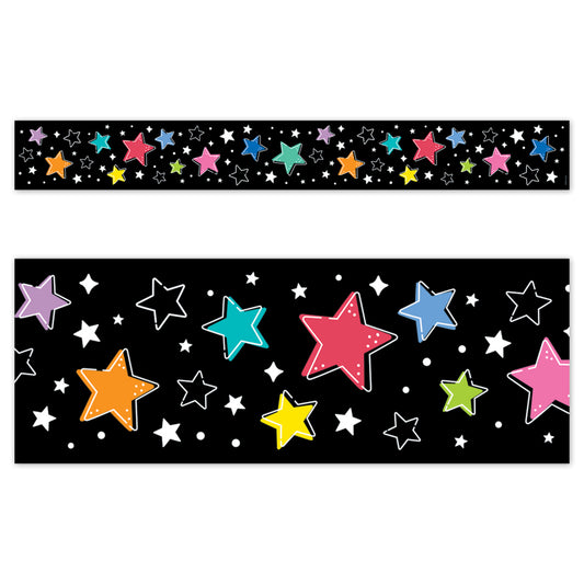 Creative Teaching Press Colorful Stars On Black Star Bright EZ Border