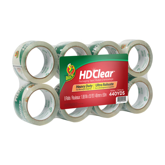 Duck Brand HD Clear Heavy Duty Packing Tape - 48 mm x 50 m - Clear - 8 Pack