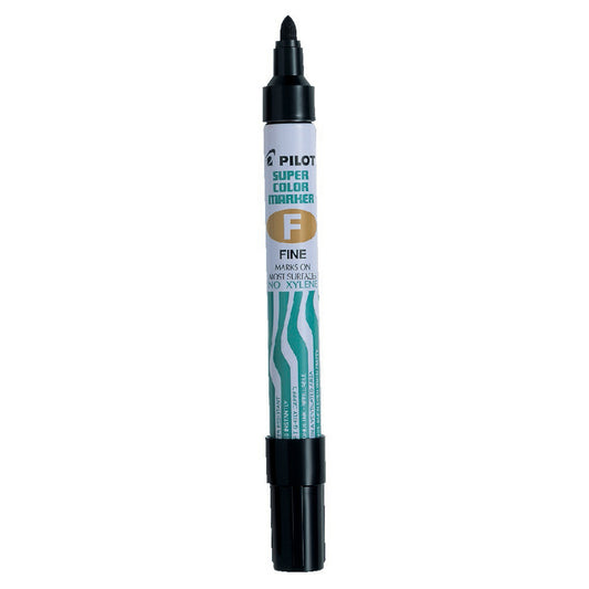 Pilot Super Colour Permanent Marker - Fine Tip - Black - 12 Pack