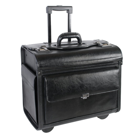 Sacoche à roulettes en cuir Nextech pour ordinateur portable - Noir