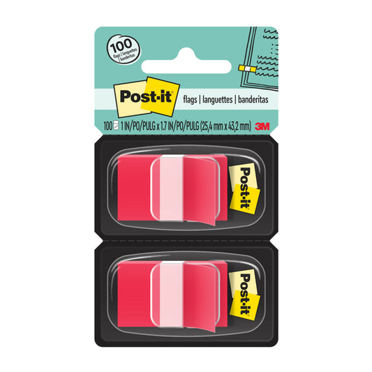 Post-it 1" x 1.7" Flags - Red - 50 Flags/Dispenser - 2 Dispensers/Pack