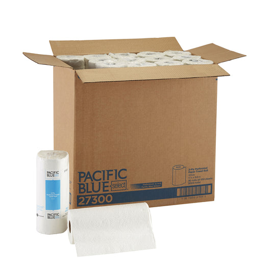 Serviettes en rouleau perforées Georgia-Pacific Pro Pacific Blue Select, 2 épaisseurs, blanches, paquet de 30