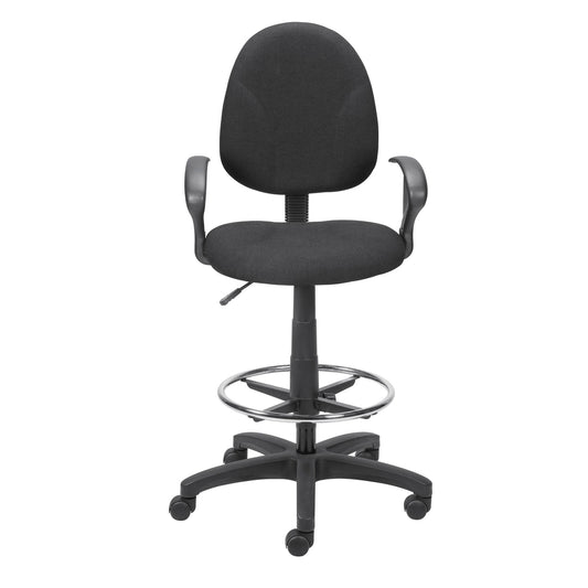 Staples Extended Height Stool with Arms, Black