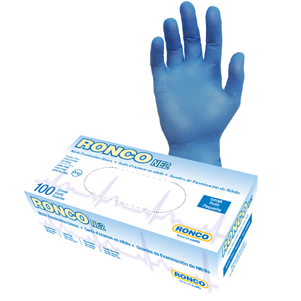 Gants en nitrile Ronco N2 - Bleu - Taille S - Paquet de 100