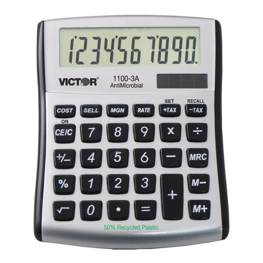Calculatrice de bureau Victor à 10 chiffres - Argent/Noir