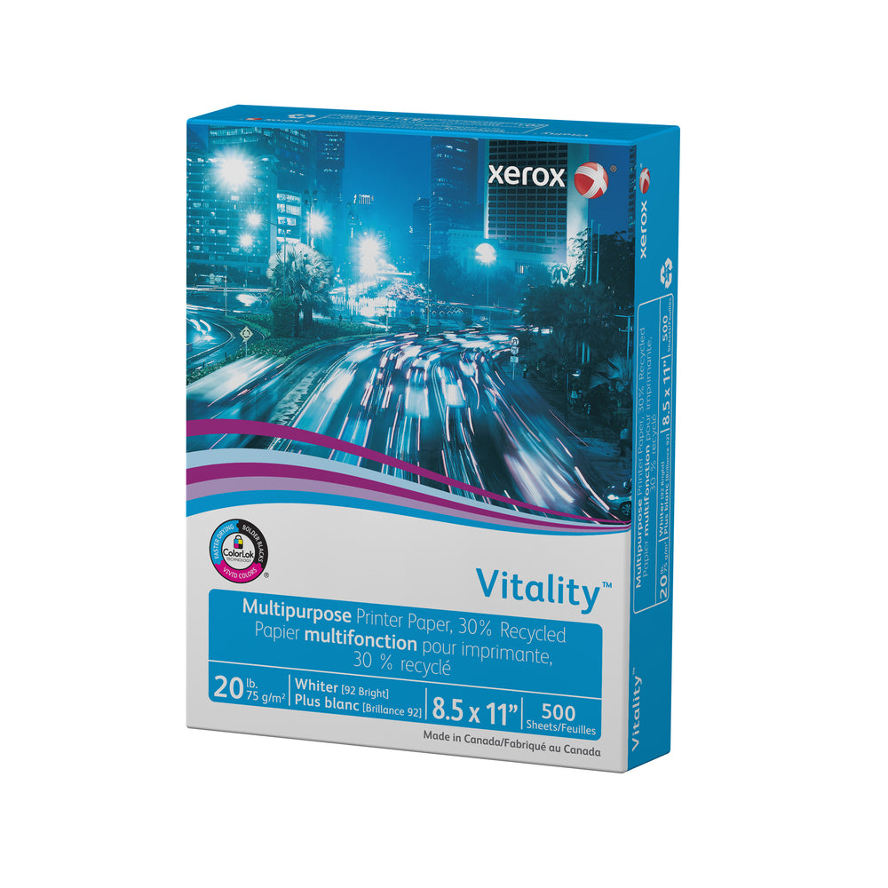 Xerox Vitality Multipurpose Printer Paper 30% Recycled - 20 lb. - 8 1/2" x 11" - 500 Sheets