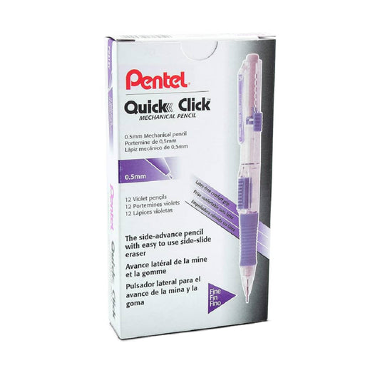Pentel Quick Click Mechanical Pencils - 0.5mm - Violet Barrel - 12 Pack