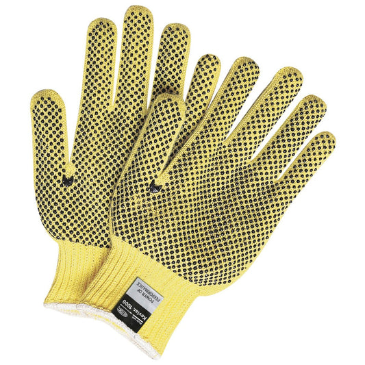 Gants de sécurité MCR Cut Pro en tricot Kevlar avec picots en PVC - XL - Jaune/Noir - Lot de 2