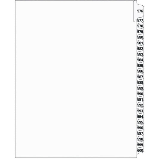 Supreme Litigation Tabs 25th Cut Numeric Set 11" White #576-600