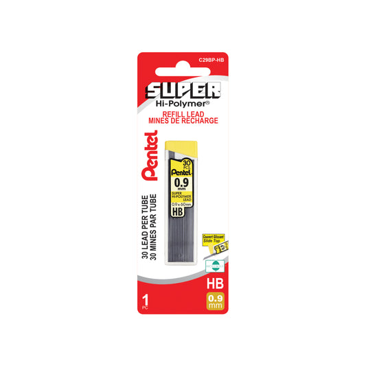 Recharges de mines Pentel Economy Super Hi-Polymer HB – 0,9 mm – 30 recharges/tube