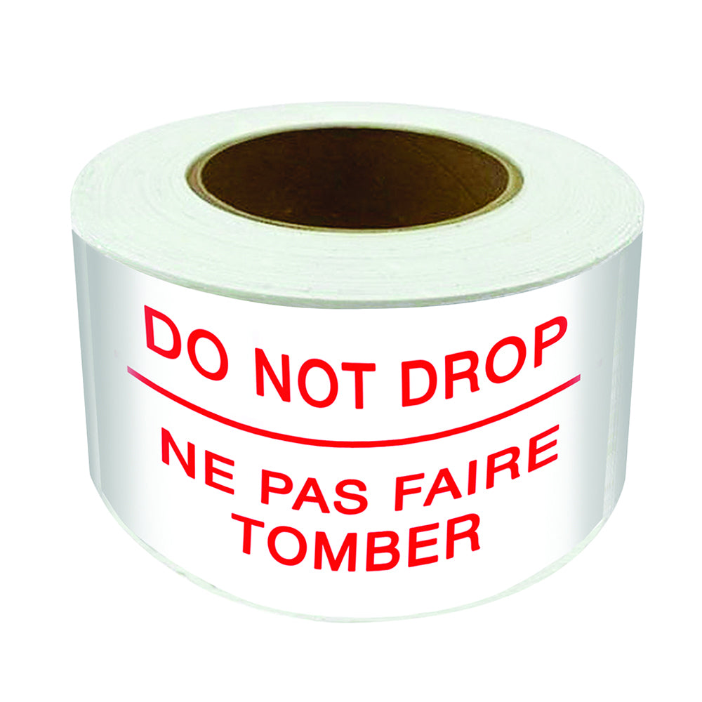 SPC 'Do Not Drop' Die Cut Labels - Red/ White - 3" x 5" - 500/Roll