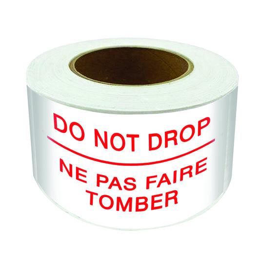 SPC 'Do Not Drop' Die Cut Labels - Red/ White - 3" x 5" - 500/Roll