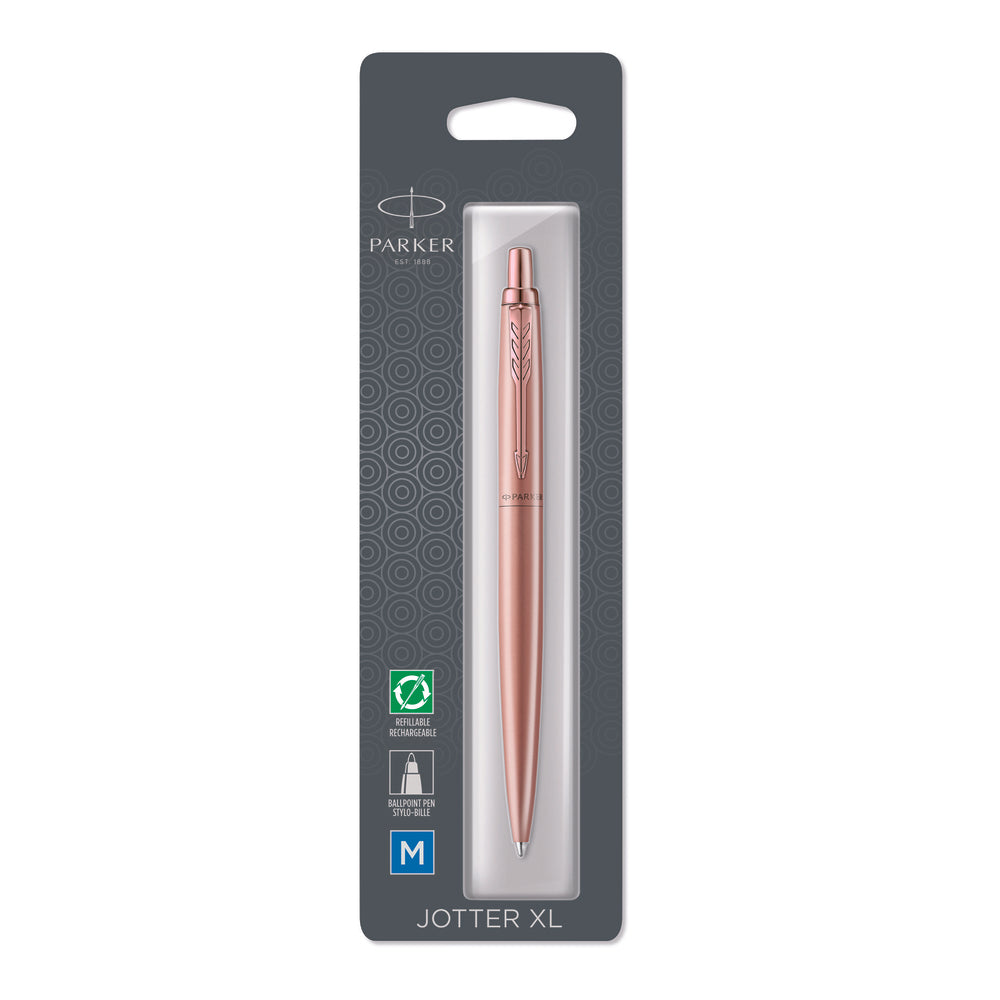 Parker Jotter XL Mono Ballpoint Pen - Pink Gold - Medium Point - Blue Ink