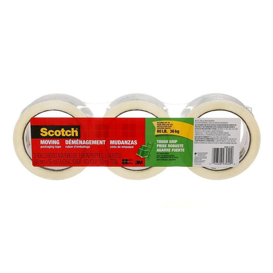 Scotch Moving/Packaging Tape, 1.88" x 54.6 Yds., 3 Pack (3500-3-ESF)
