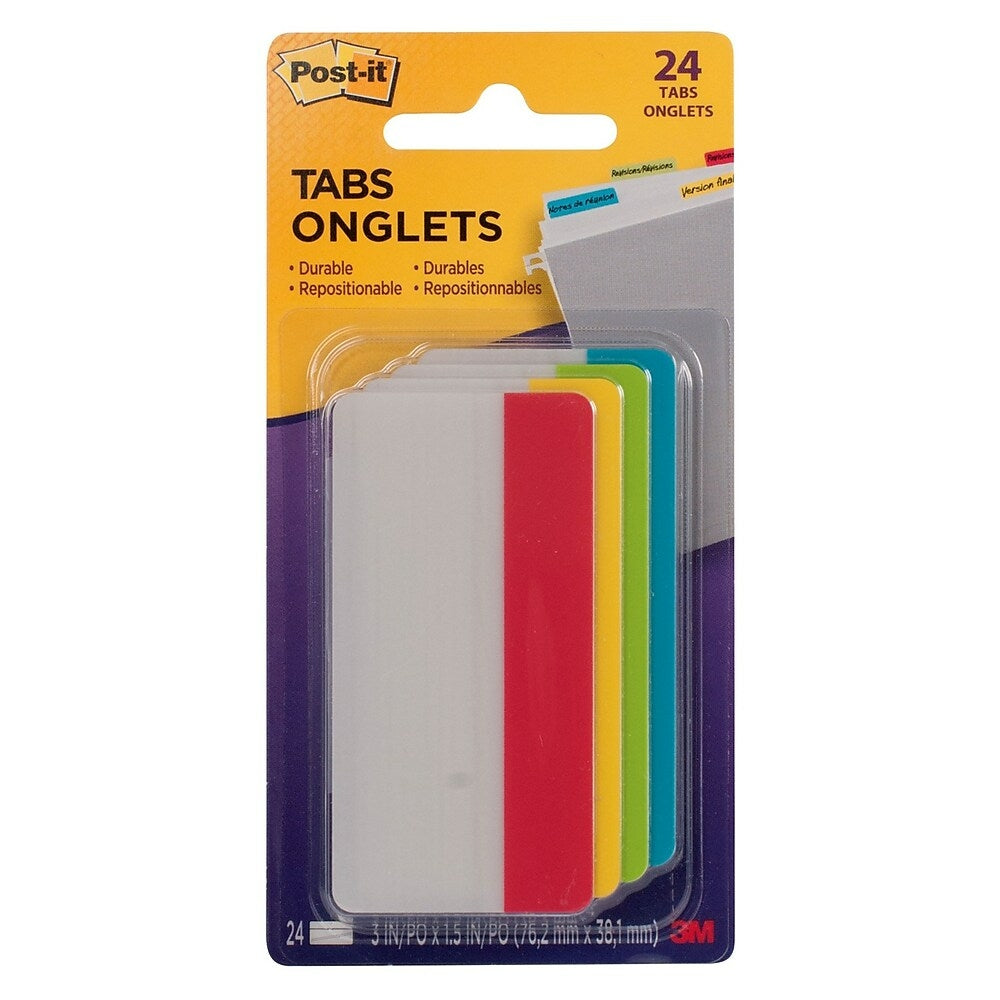 Post-it Filing Tabs, 3" x 1-1/2", 24 Pack