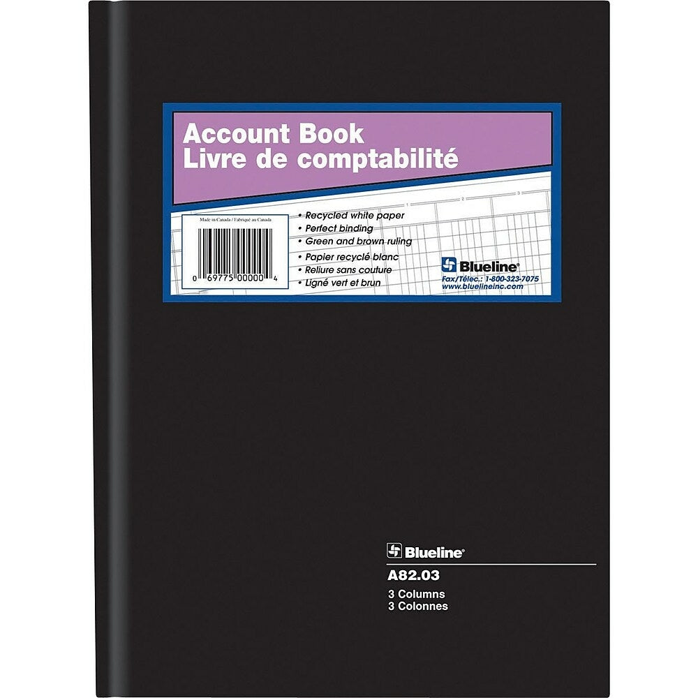 Livre de comptes Blueline A82, A82-03, 3 colonnes