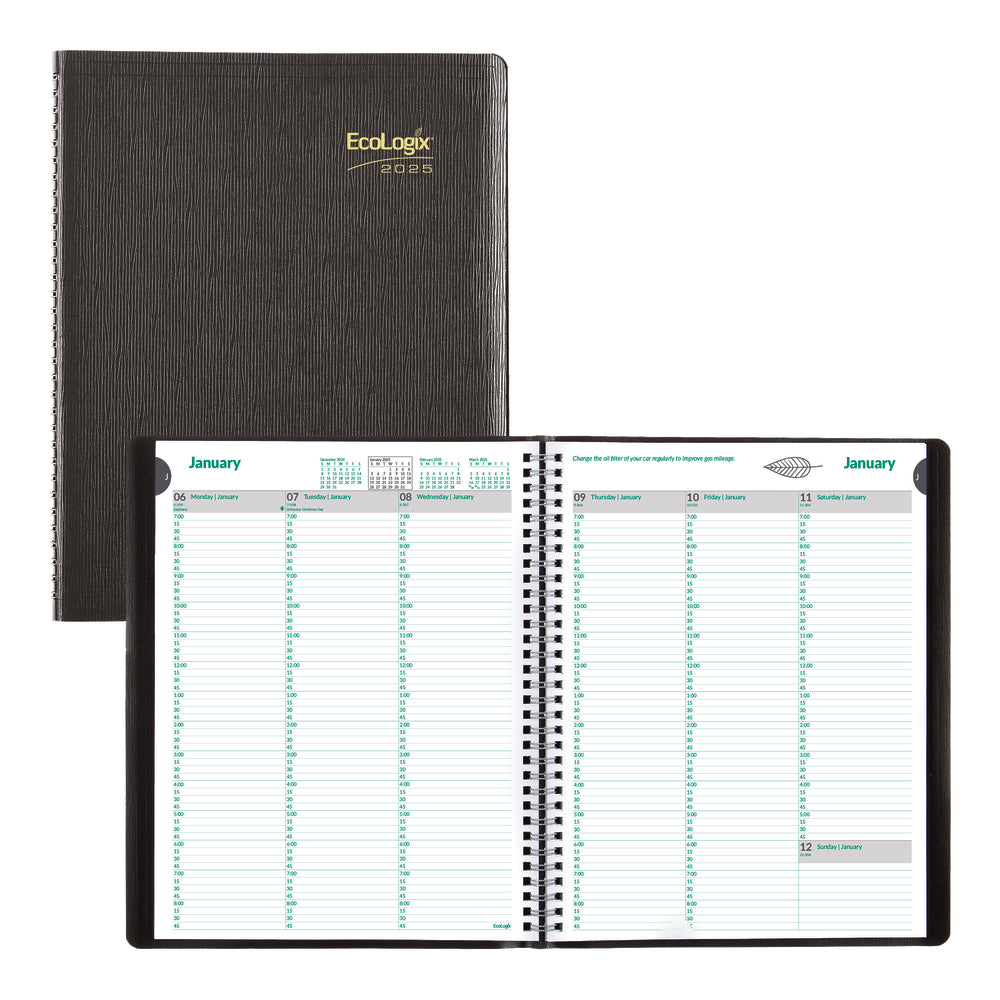 Brownline 2025 EcoLogix Weekly Planner 11" x 8-1/2" - Black - English