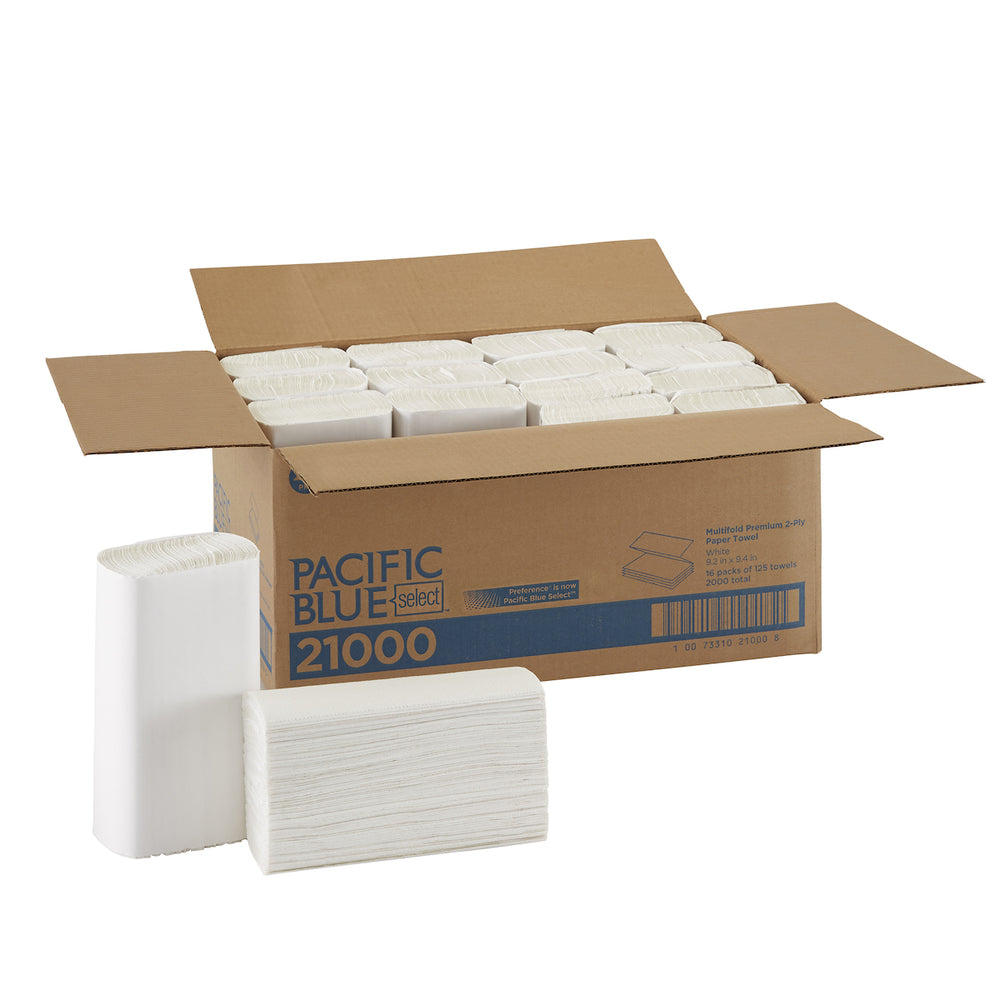Georgia-Pacific Pacific Blue Select 2-Ply Premium Multifold Paper Towels - White - 16 Pack