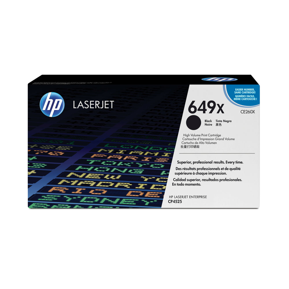 Cartouche de toner noir HP 649X LaserJet d'origine - Haute capacité (CE260X)