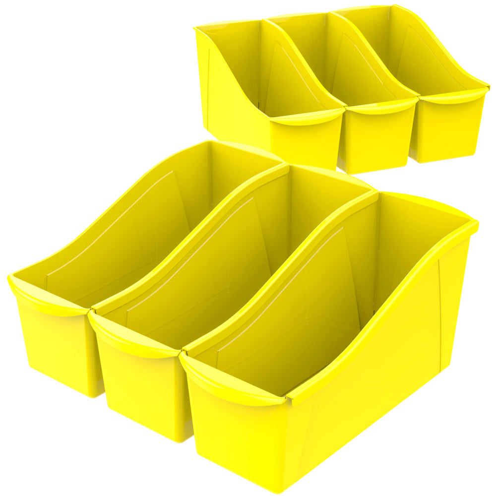 Grande corbeille à livres Storex - 36,32 x 13,46 x 17,78 cm - Jaune - Lot de 6
