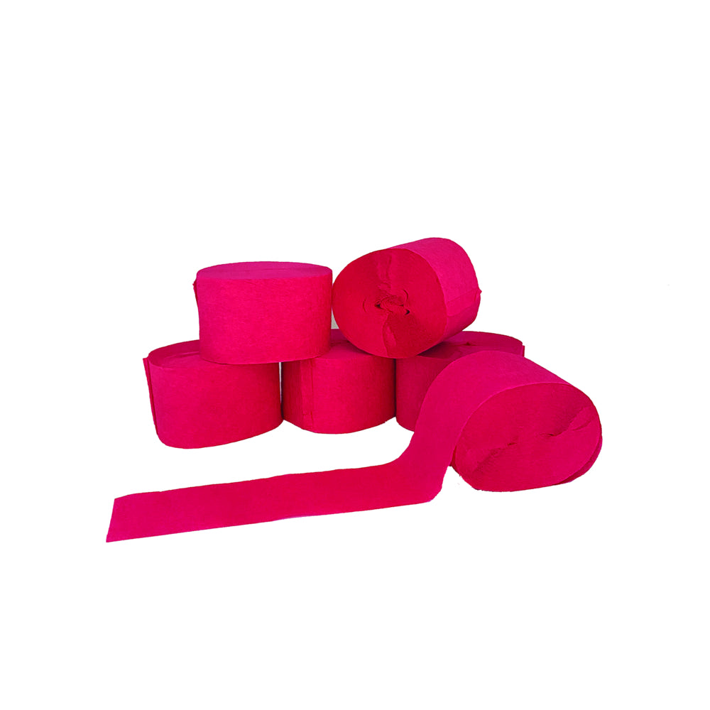 DBLG Artworks Crepe Streamers - 4.5 cm x 25 m - Dark Pink - 6 Rolls/Pack