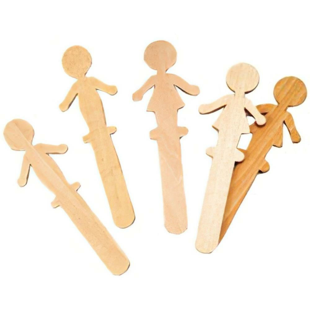 Formes de bâtonnets en bois pour l'artisanat Creativity Street, femme et homme, paquet de 16