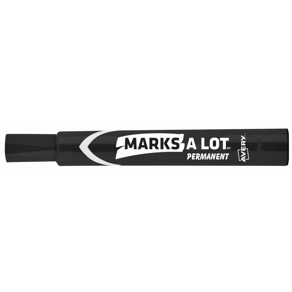 Avery Marks-A-Lot Permanent Markers - Chisel Tip - Black - 12 Pack