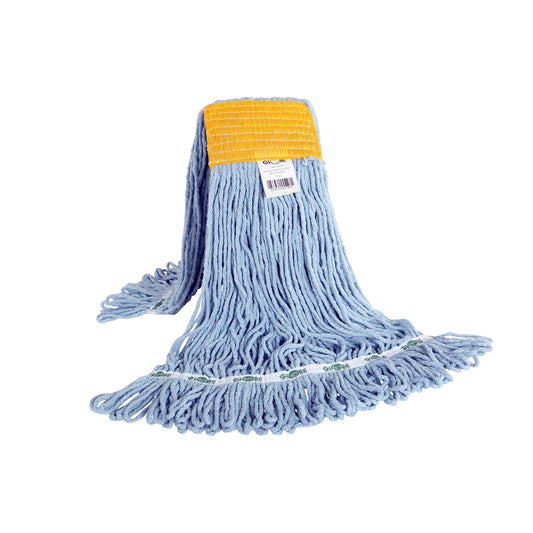 Globe Commercial Syn-Pro Synthetic Wide Band Wet Blue Looped End Mop - 20 Oz