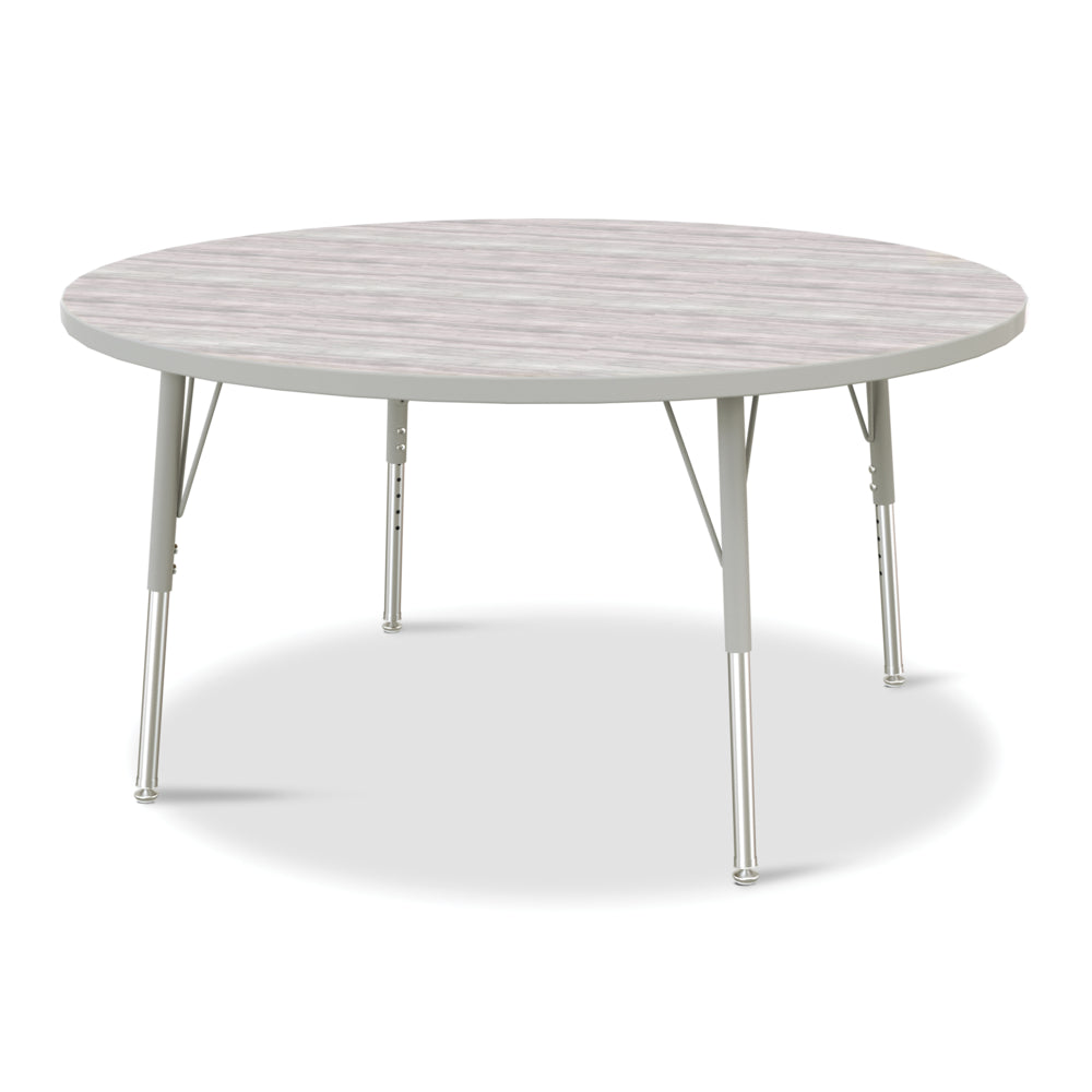 Jonti-Craft Berries Round Activity Table - 48" Diameter - 15-24"H - Driftwood Grey/Grey