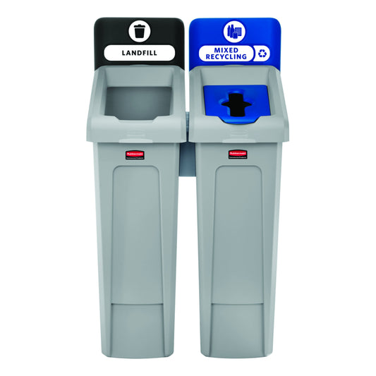Rubbermaid Slim Jim 2-Stream Recycling Station - Landfill/Mixed Recycling