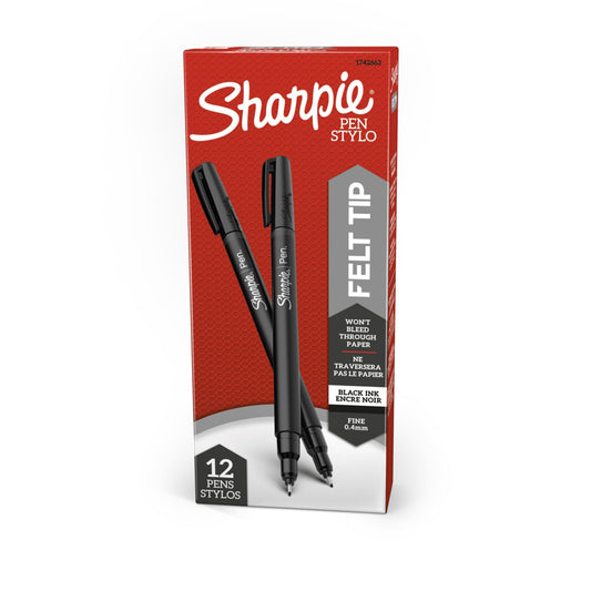 Feutres Sharpie - 0,8 mm - Noir - Lot de 12