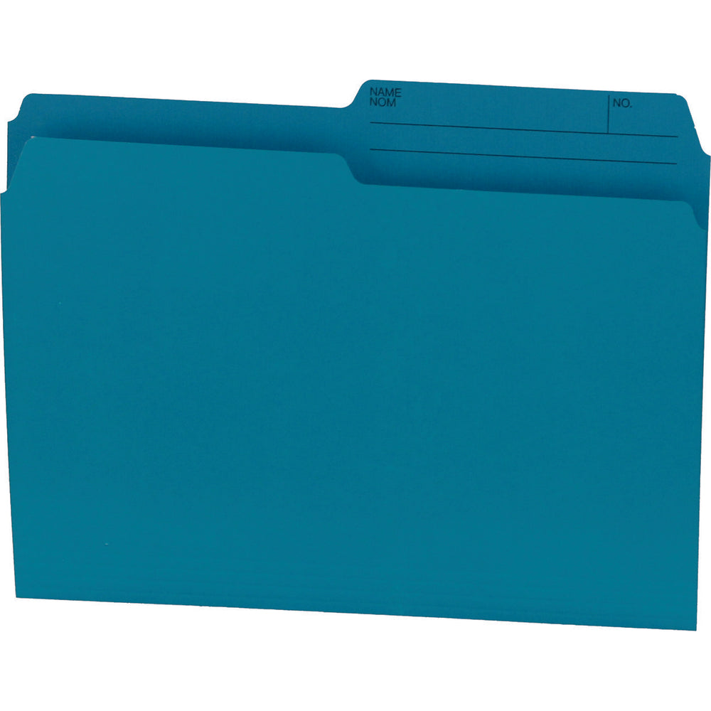 Hilroy File Folders, Teal, Letter Size, 9" x 11 3/4", 10.5 Point, Half Cut, Reversible, 100/Bx