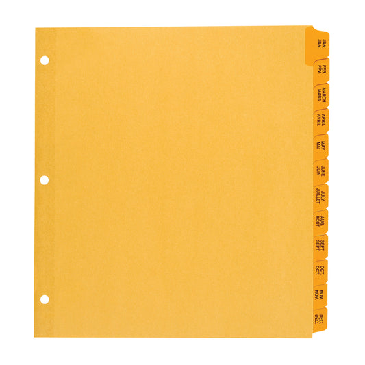 Intercalaires pré-imprimés Oxford Premium - 12 mois (janvier-décembre) - Bilingues - Format lettre