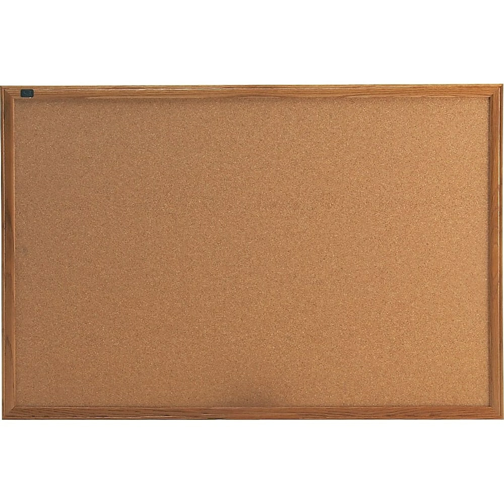 Quartet Cork Bulletin Board, Oak Frame, 48'' x 36''