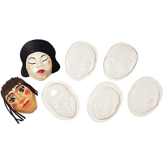 Formes faciales Roylco, 5 modèles ethniquement divers, transparent, 10/pqt.