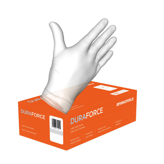 Gants en latex Forcefield Duraforce de qualité médicale sans poudre – Naturel – Taille S – Paquet de 100