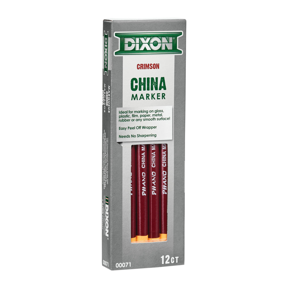 Marqueurs Phano China de Dixon Industrial, rouge cramoisi, paquet de 12