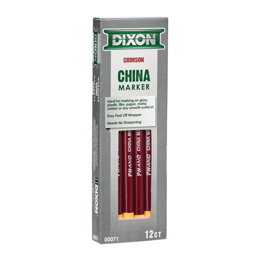 Marqueurs Phano China de Dixon Industrial, rouge cramoisi, paquet de 12