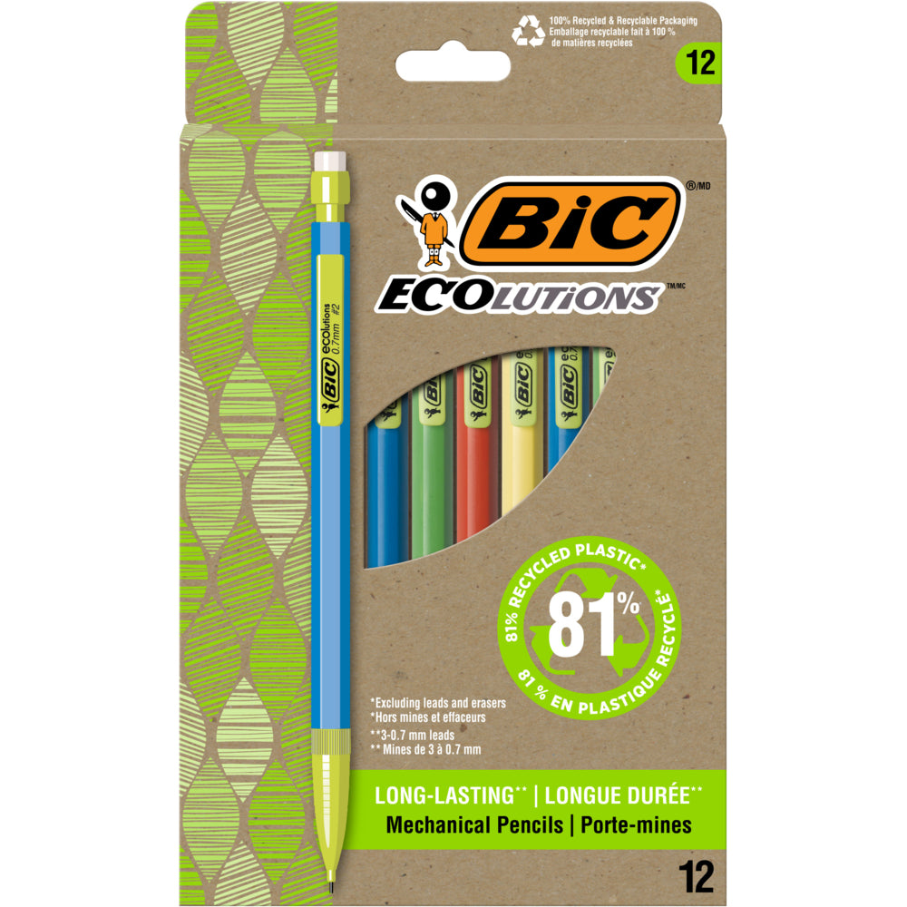 Crayons mécaniques BIC ECOlutions - 0,7 mm - Noir - Lot de 12